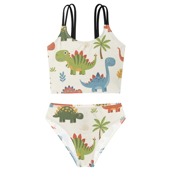 DALAWU Swimsuit 2-Piece Tank Swimming Wear Quick Dry Bathing Suit--43-dinosaurs Printed