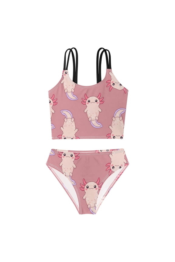 Swimsuit 2-Piece Tank Swimming Wear Quick Dry Bathing Suit-Cute Axolotls Printed