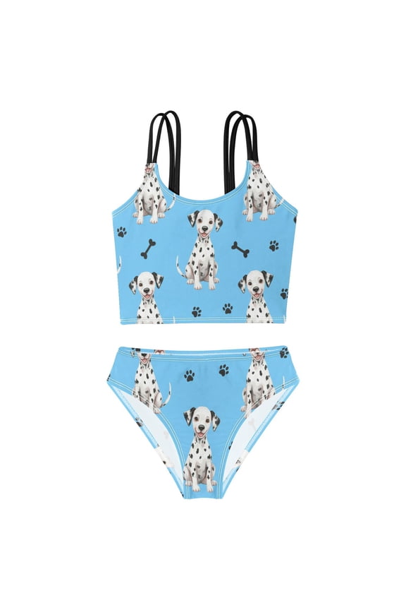 Swimsuit 2-Piece Tank Swimming Wear Quick Dry Bathing Suit-Dalmatian Dogs Printed