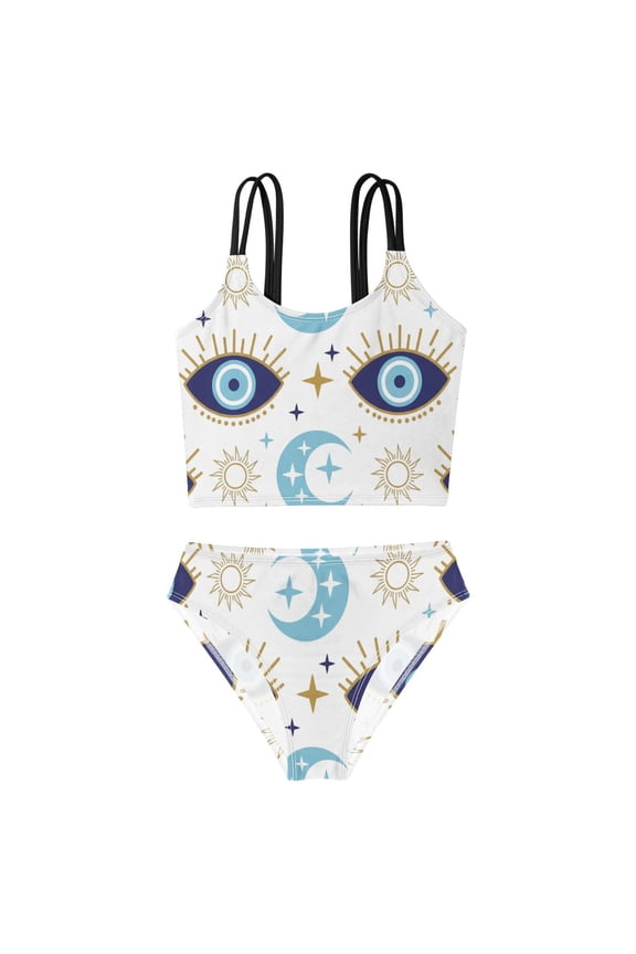 Swimsuit 2-Piece Tank Swimming Wear Quick Dry Bathing Suit-Magic Evil Eye Printed
