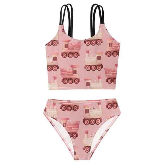 DALAWU Swimsuit 2-Piece Tank Swimming Wear Quick Dry Bathing Suit-Train with Laces Set Against Pattern Printed