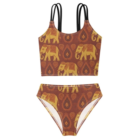 DALAWU Swimsuit 2-Piece Tank Swimming Wear Quick Dry Bathing Suit-We(624) Printed