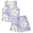 DALAWU White Flower Pattern For Ultra-Soft Pajama Breathable Sleeveless ...