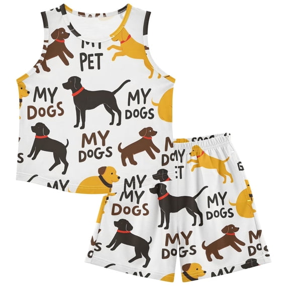 DALAWU Yellow Dogs Black Dogs Pattern For Ultra-Soft Pajama Breathable ...