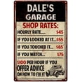 thumbnail image 1 of DALE'S Garage Shop Rates Sign Man Cave Décor Gift 12x18 Metal 112180010112, 1 of 1