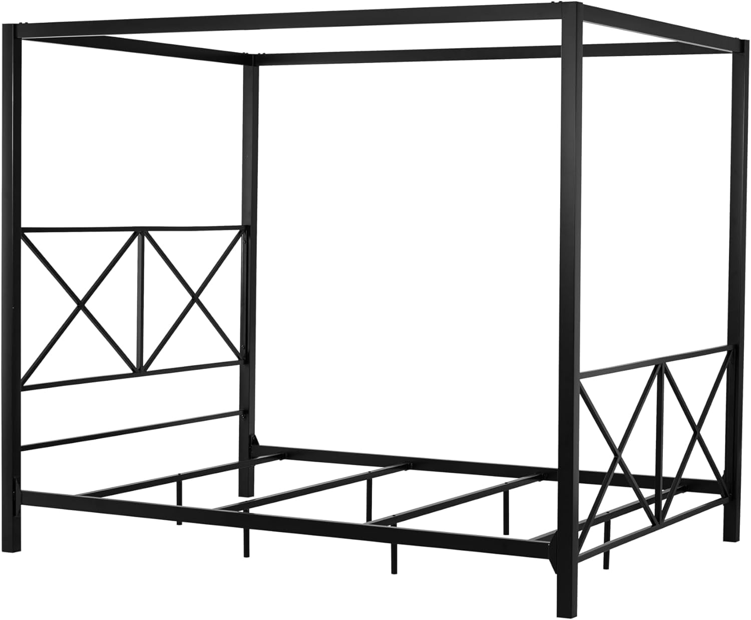 DALEI Rosedale Metal Canopy Bed Frame with Four Poster Design and