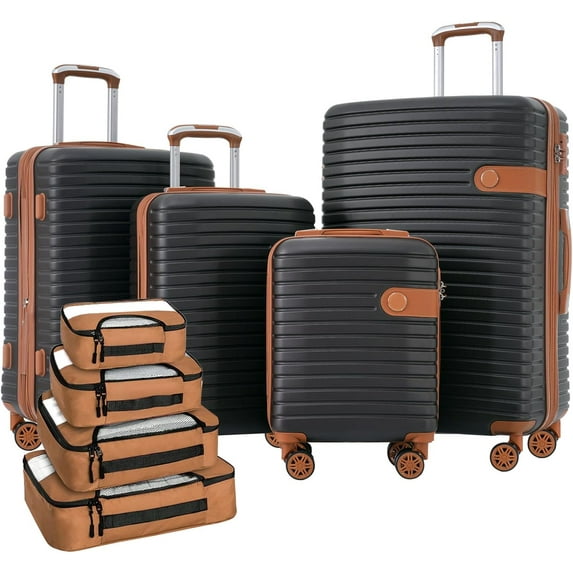 4 Piece Luggage Set Suitcase Set, ABS Hard Shell Lightweight Expandable Travel Luggage with 4 Packing Cubes, TSA Lock, Spinner Wheels for Men Women(16/20/24/28)
