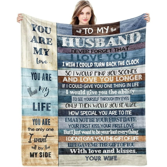 DALIHUA Anniversary Romantic Gifts for Him, Birthday Gifts for Husband from Wife, to My Husband Personalized Gifts for Men UltraSoft Throw Blanket, Wedding Father's Day Husband Gift 60"x80"
