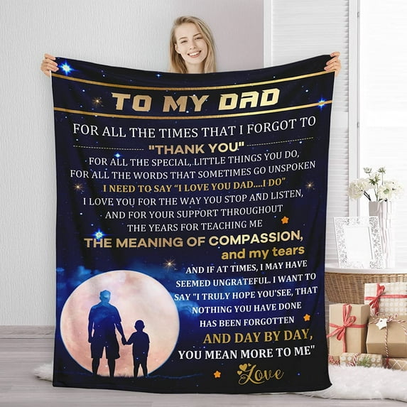 DALIHUA Dad Blanket, Best Dad Ever Gifts for Dad from Daughter Son, Unique Birthday Father's Day Presents for Daddy Stepdads Husband Men, Soft Flannel Throw Blankets for Couch Bed 30"x40"
