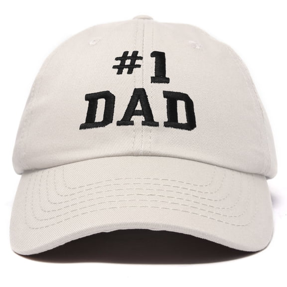 DALIX #1 Dad Hat Number One Fathers Day Gift Embroidered Baseball Cap in Beige