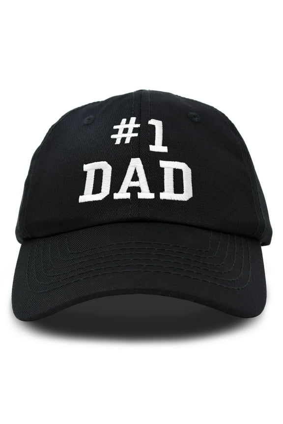 #1 Dad Hat Number One Fathers Day Gift Embroidered Baseball Cap in Black