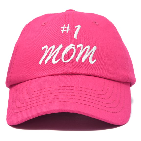 DALIX #1 Mom Hat Number One Mothers Day Gift Embroidered Baseball Cap in Hot Pink