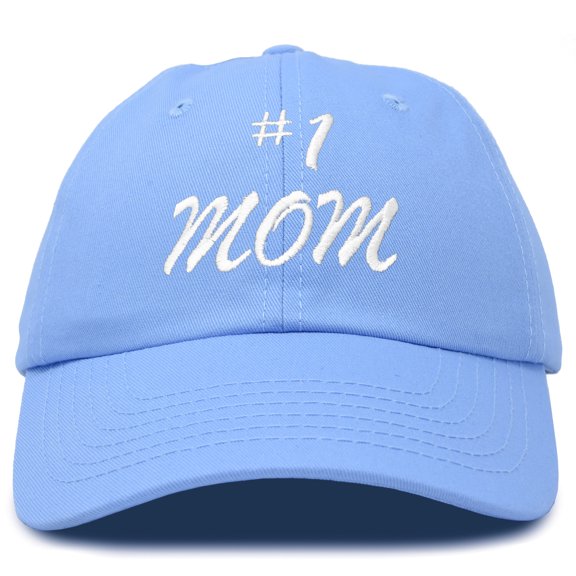 DALIX #1 Mom Hat Number One Mothers Day Gift Embroidered Baseball Cap in Light Blue
