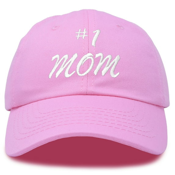 DALIX #1 Mom Hat Number One Mothers Day Gift Embroidered Baseball Cap in Light Pink