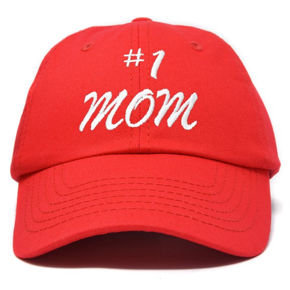 DALIX #1 Mom Hat Number One Mothers Day Gift Embroidered Baseball Cap in Red