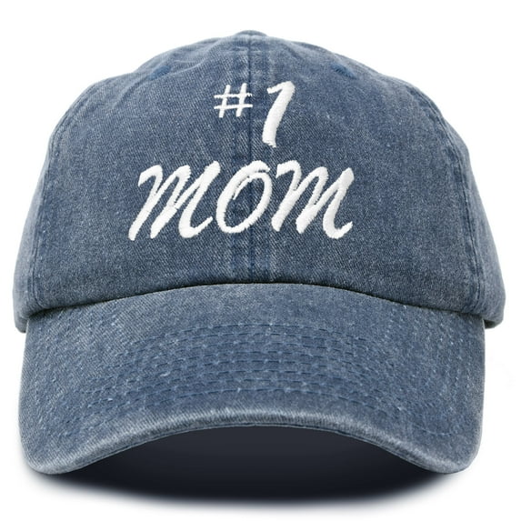 DALIX #1 Mom Hat Number One Mothers Day Gift Vintage Baseball Cap in Navy Blue