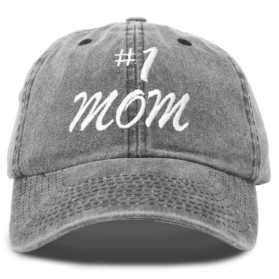 DALIX #1 Mom Hat Number One Mothers Day Gift Vintage Cotton Baseball Cap Black