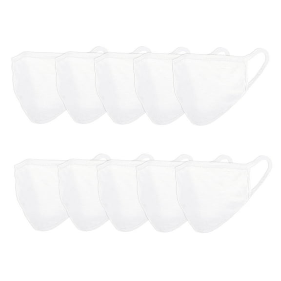 DALIX 10 Pack Premium Cotton Mask Reuseable Washable in White Made in USA