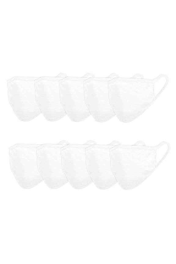 10 Pack Premium Cotton Mask Reuseable Washable in White Made in USA