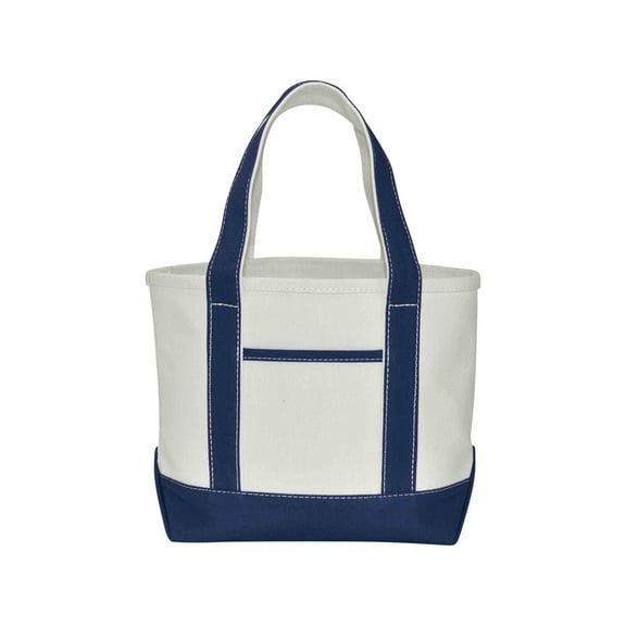 DALIX 14" Mini Small Cotton Canvas Gift Tote Bag in Navy Blue