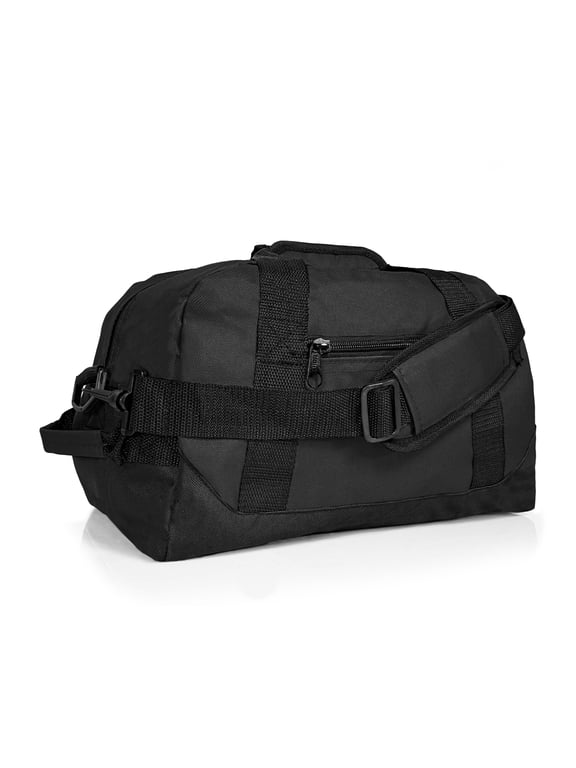 14" Small Duffel Bag Gym Duffle Two Tone in Black with Shoulder Strap