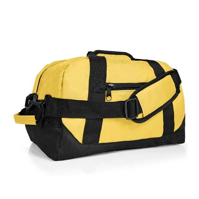 DALIX 14" Small Duffel Bag Gym Duffle Two Tone in Gold with Shoulder