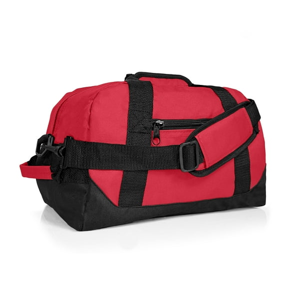 DALIX 14" Small Duffel Bag Gym Duffle Two Tone in Red with Shoulder Strap