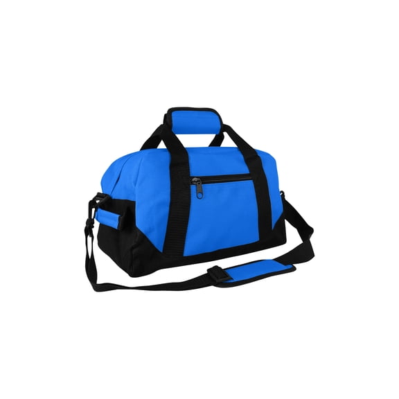 DALIX 14" Small Duffel Bag Gym Duffle Two Tone in Royal Blue with Shoulder Strap