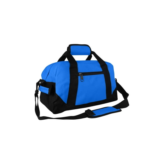DALIX 14" Small Duffel Bag Gym Duffle Two Tone in Royal Blue with Shoulder Strap