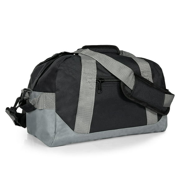 DALIX 14" Small Duffel Bag with Shoulder Strap, Black/Gray
