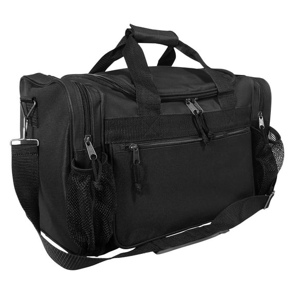 DALIX 17" Duffle Bag Sports Travel Gym Bag with Mesh Pockets in Black