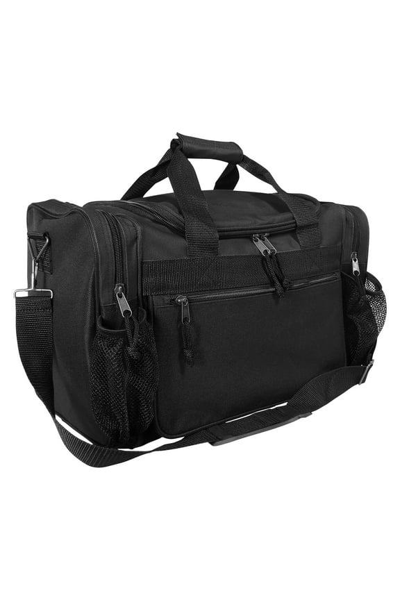 17" Duffle Bag Sports Travel Gym Bag with Mesh Pockets in Black