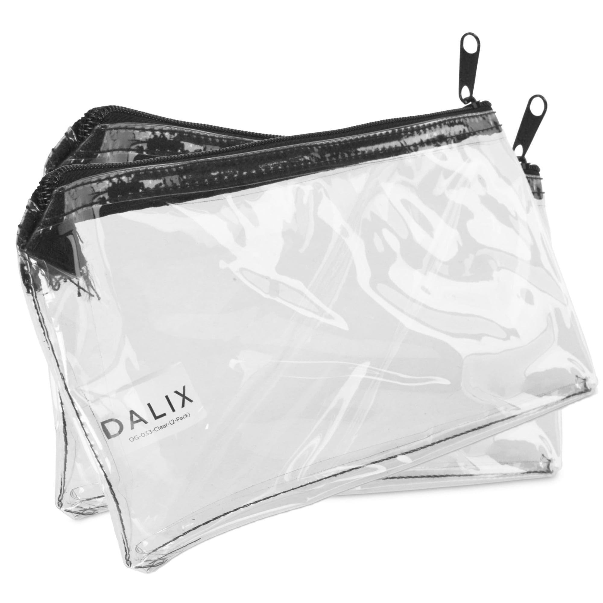 DALIX 2 PACK Zipper Makeup Bag Pencil Pouch Travel Accessories Holder Clear Transparent