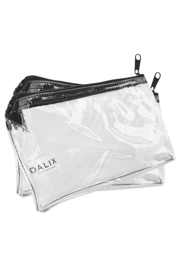 2 PACK Zipper Makeup Bag Pencil Pouch Travel Accessories Holder Clear Transparent