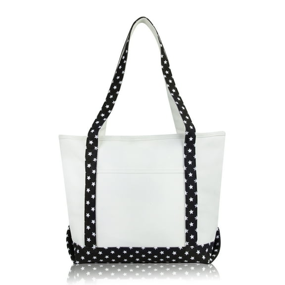 DALIX 20" Premium Cotton Daily Shoulder Tote Bag in Black Star
