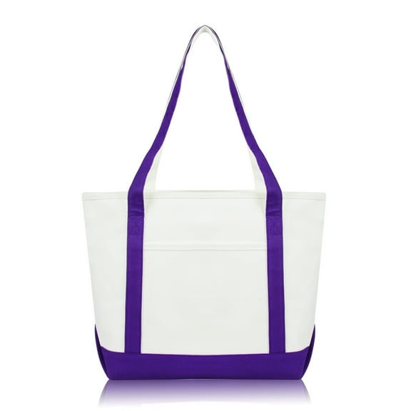 DALIX 20" Premium Cotton Daily Shoulder Tote Bag in Purple