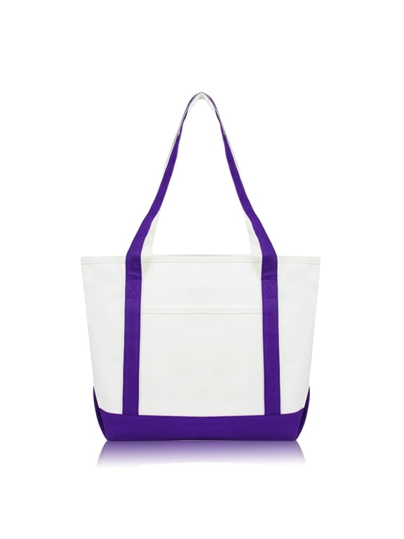 20" Premium Cotton Daily Shoulder Tote Bag in Purple