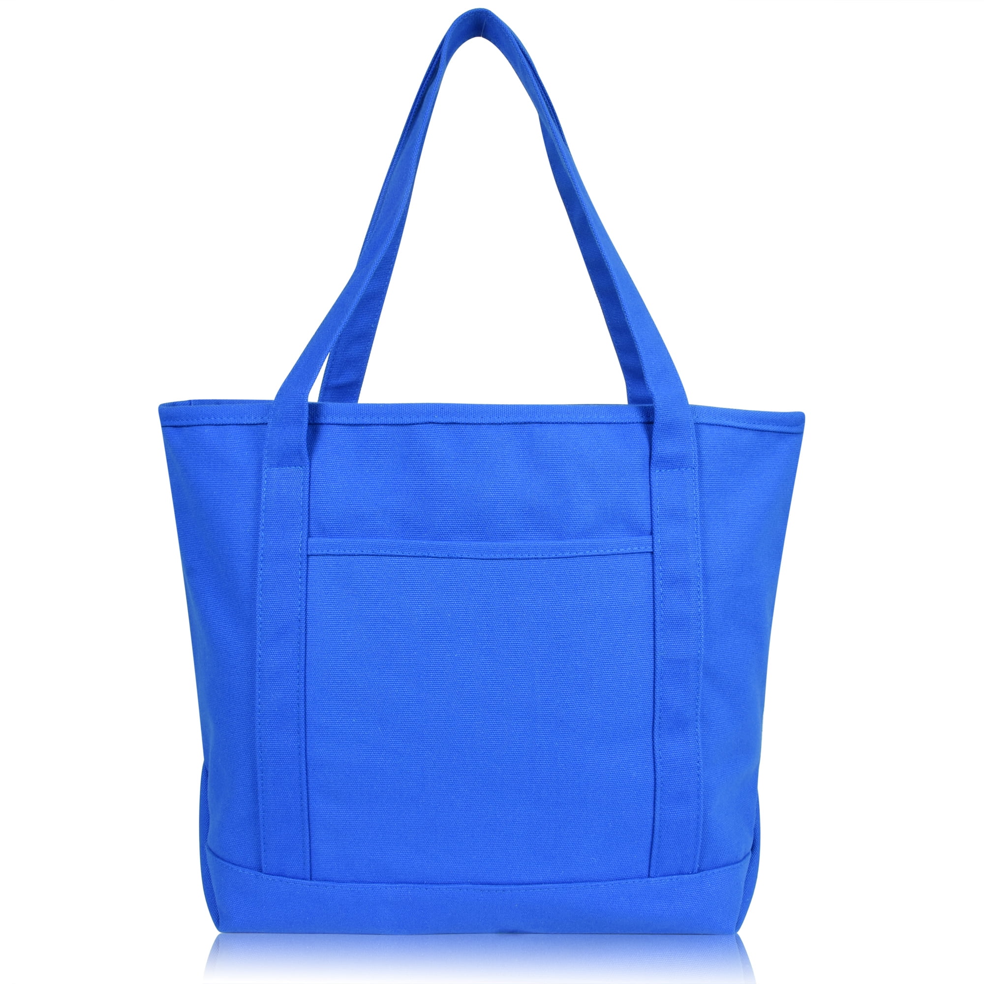 Prime Line Packaging- Cotton Canvas Shopping Tote Bags with Handles 20 Pack 14.5x15.75x3.5, Adult Unisex, Blue