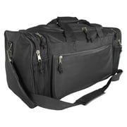 DALIX 20" Sports Duffle Bag w Water Bottle Mesh and Valuables Pockets in Black