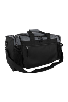 20" Sports Duffle Bag w Water Bottle Mesh and Valuables Pockets in Gray