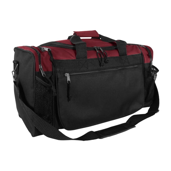 DALIX 20" Sports Duffle Bag w Water Bottle Mesh and Valuables Pockets in Maroon