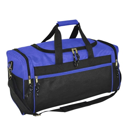 DALIX 21" Blank Sports Duffle Bag Gym Bag Travel Duffel with Adjustable Strap in Royal Blue