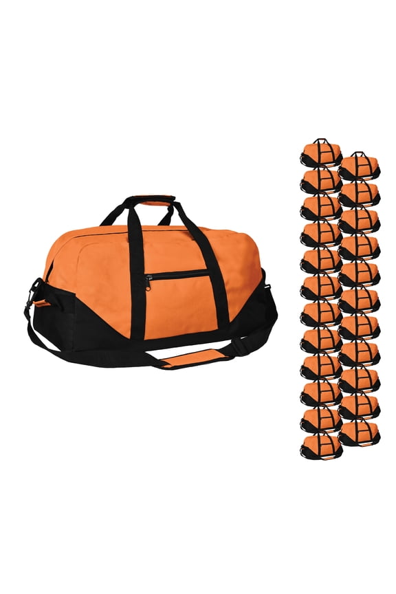 21" Large Duffle Bag with Adjustable Strap in Orange 24 Pack