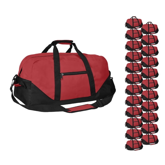 DALIX 21" Large Duffle Bag with Adjustable Strap in Red 24 Pack