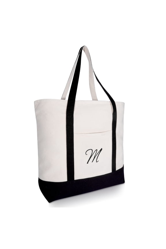 22" Canvas Personalized Tote Bag Black - M