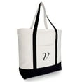 thumbnail image 1 of DALIX 22" Canvas Personalized Tote Bag Black - V, 1 of 8