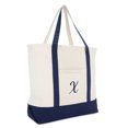 thumbnail image 1 of DALIX 22" Canvas Personalized Tote Bag Navy Blue - X, 1 of 8