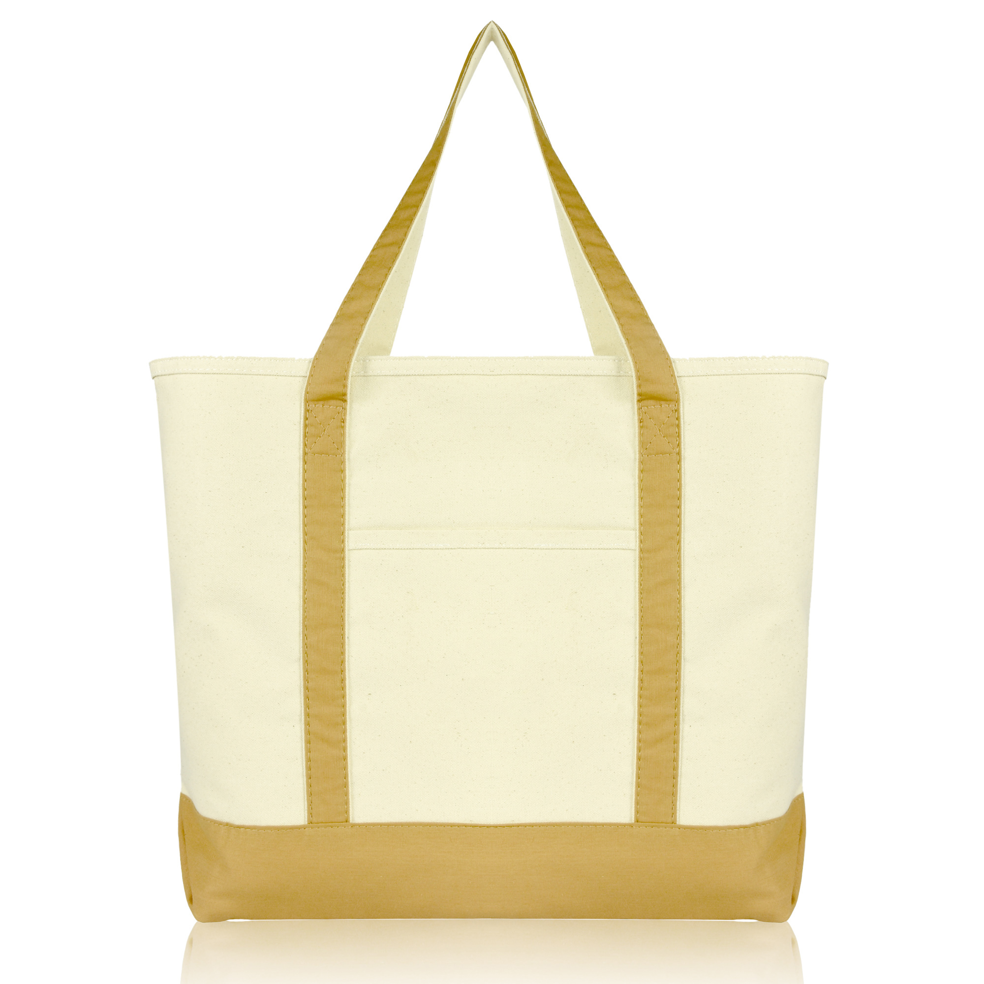 DALIX 22" Cotton Canvas Bag Beach Shopping Zipper in Brown - image 1 of 6