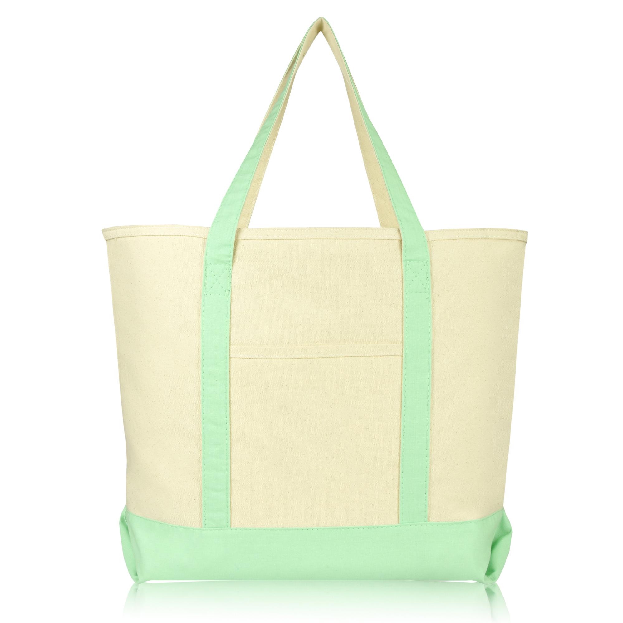 DALIX 22" Extra Large Cotton Canvas Zippered Shopping Tote Grocery Bag in Mint Green - image 1 of 6
