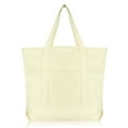 thumbnail image 1 of DALIX 22" Extra Large Cotton Canvas Zippered Shopping Tote Grocery Bag in Natural, 1 of 6